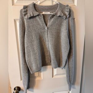 CJLA Gray Ruffled Collar Sweater